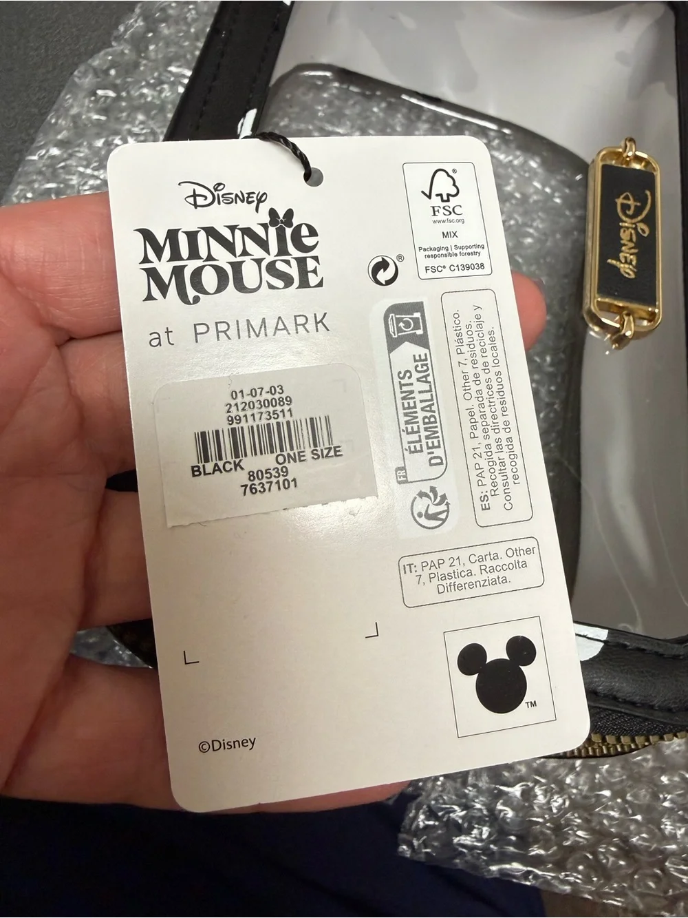 Primark x Disney Minnie Mouse Clear and Faux Leather 2 pc Travel Bag Set *NWT